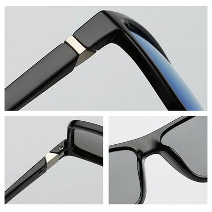 Classic Black Square Polarized Sunglasses Men Fashion Mirror Blue Sun Glasses Unisex Vintage Anti Glare Driving Shades UV400