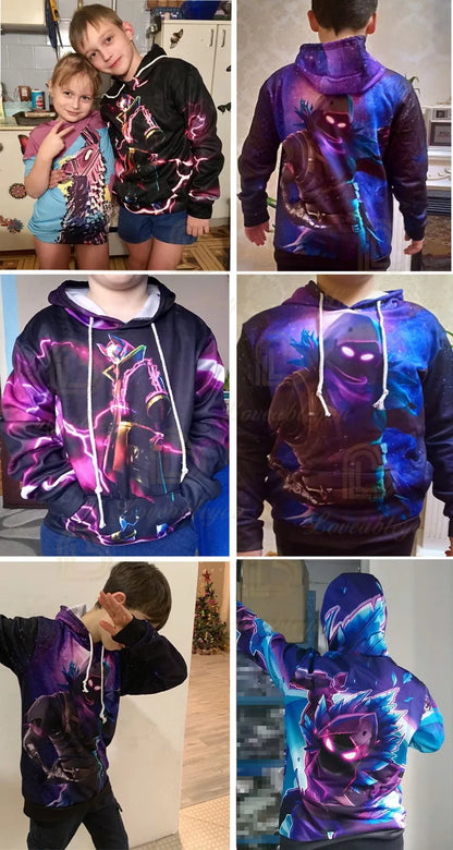 3D Printed Llama Fortnite Hoodie Battle Royale Cartoon Sweatshirts for Men And Women Game Hero Hooded Shirt for Teens
