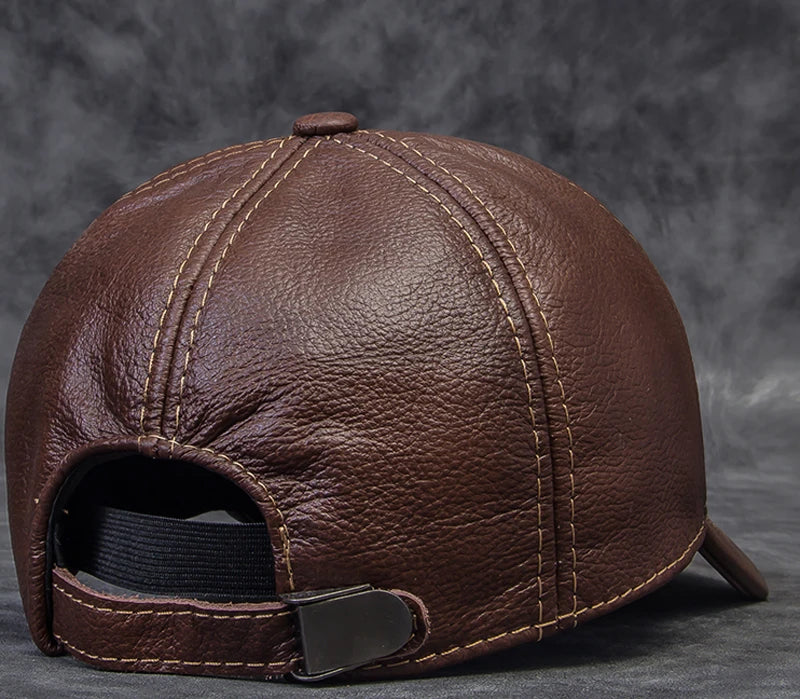 Cappellino da baseball da uomo in vera pelle di vacchetta, 56-60 cm, nero/marrone, con stampa aquila, per uomo, casual, streetwear, GF, Gorras, Dad Hat