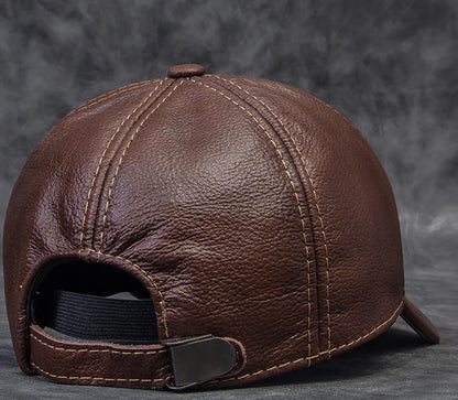 Cappellino da baseball da uomo in vera pelle di vacchetta, 56-60 cm, nero/marrone, con stampa aquila, per uomo, casual, streetwear, GF, Gorras, Dad Hat