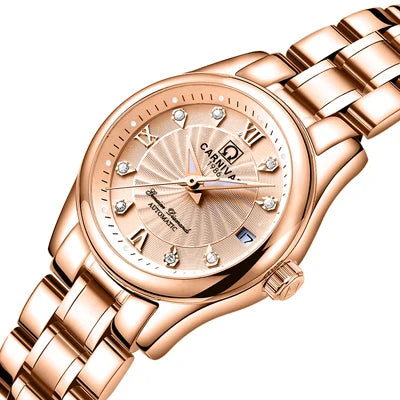 CARNIVAL Brand Luxury Mechanical Watch for Women Ladies Fashion Sapphire Automatic Movement Wristwatches Waterproof Watch for Women