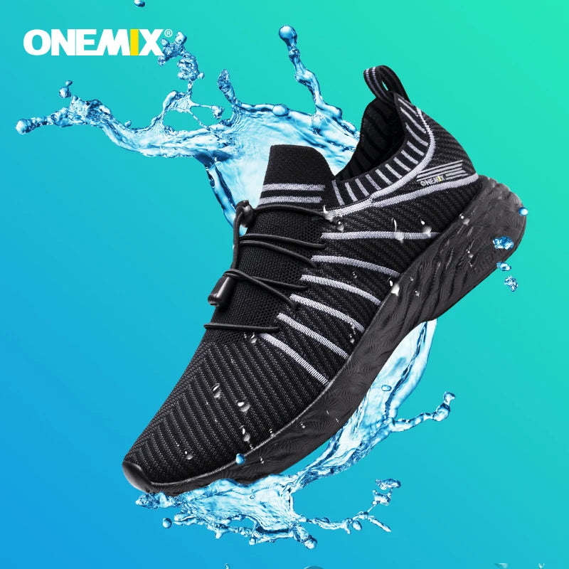 ONEMIX Waterproof Running Shoes for Men Breathable Lightweight Women Training Walking Sneakers Outdoor Trekking Slip-On Sports Shoes