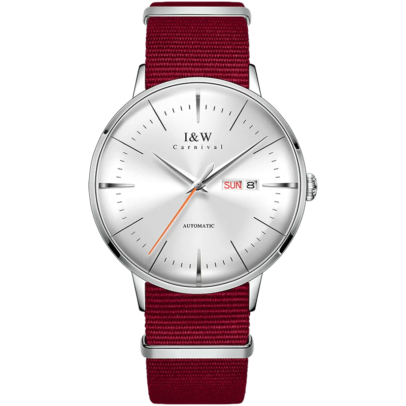 Japan MIYOTA Automatic Watch 3D Curved Sapphire Mechanical Wristwatches Waterproof Leather Strap Double Calendar Watches for Men