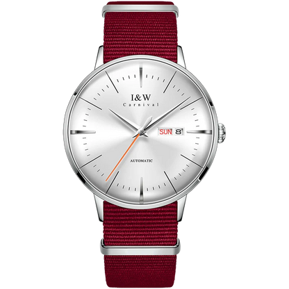 Japan MIYOTA Automatic Watch 3D Curved Sapphire Mechanical Wristwatches Waterproof Leather Strap Double Calendar Watches for Men