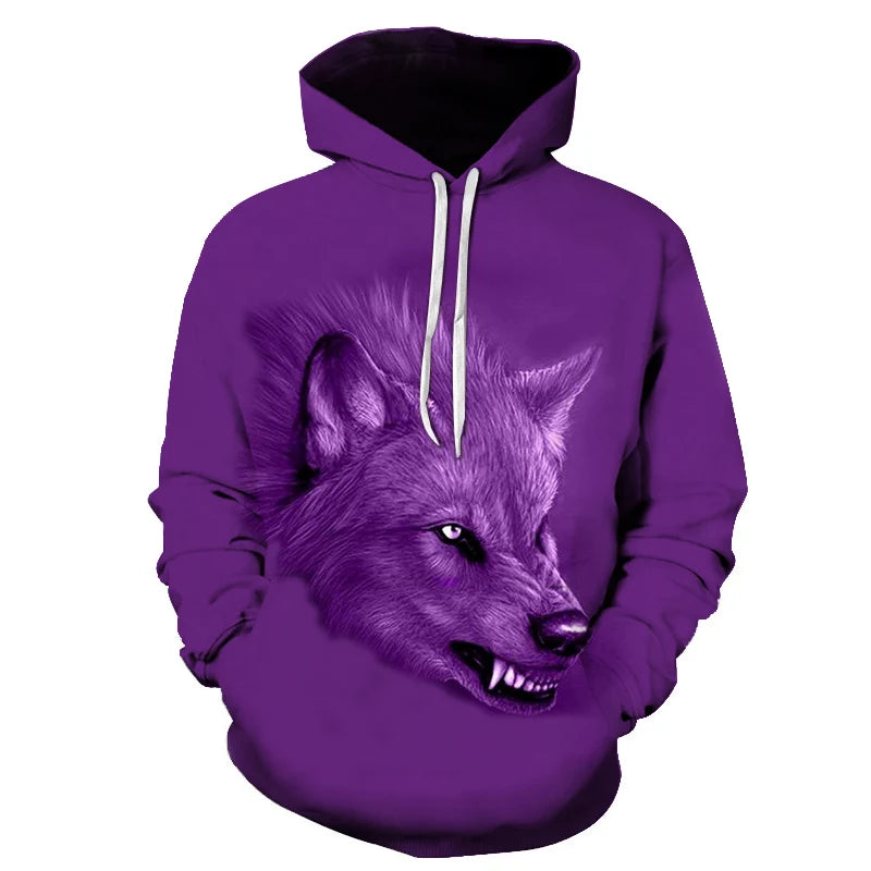Cool Space Galaxy Wolf Hoodie Hoodies Men Bright Wolf Fashion Handsome Wolf Hoddies Spring Autumn Pullovers Sweatshirts Sweat