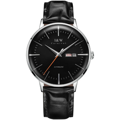 Japan MIYOTA Automatic Watch 3D Curved Sapphire Mechanical Wristwatches Waterproof Leather Strap Double Calendar Watches for Men