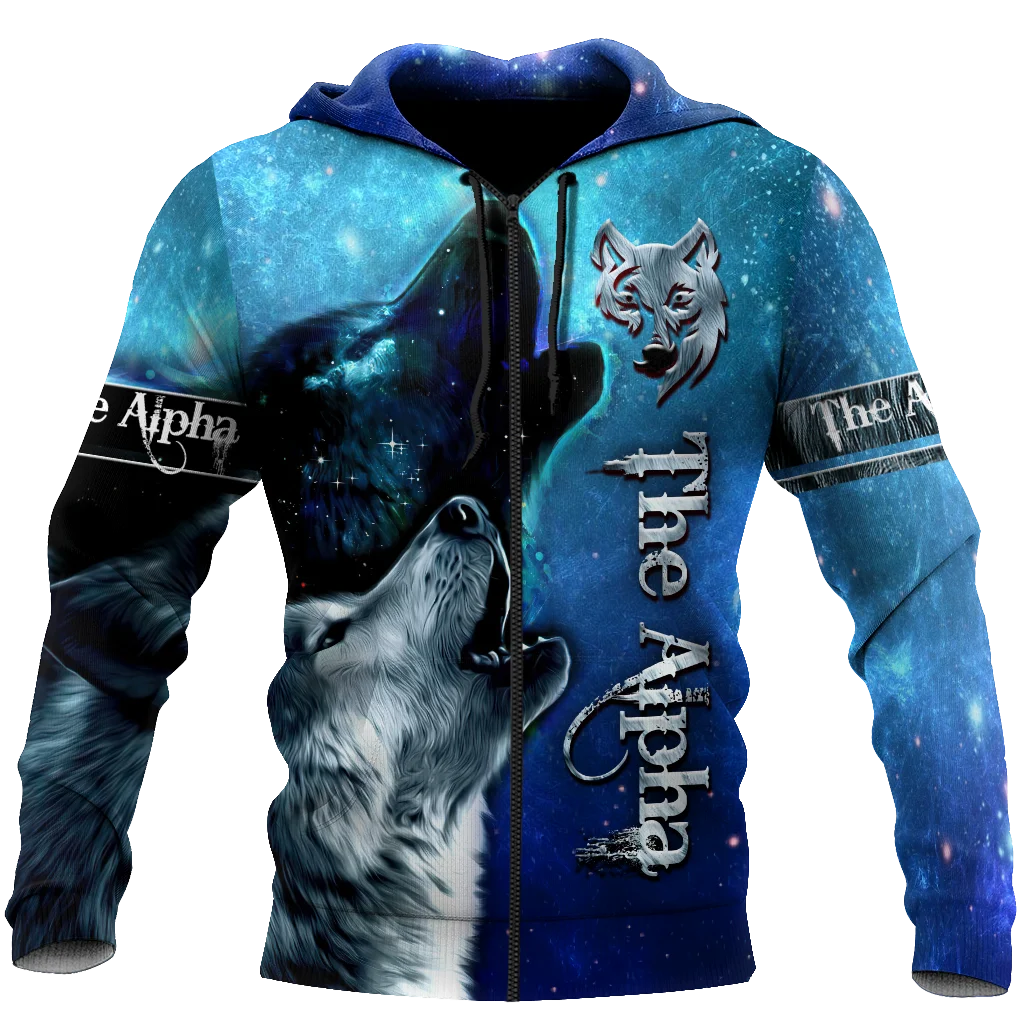 Beautiful The Wolf Starry Sky 3D All Over Printed Unisex Deluxe Hoodie Sweatshirt Zip Pullover Casual Jacket Tracksuit DW0327