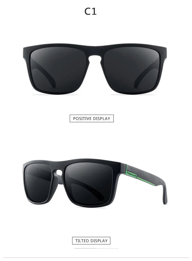 2PCS Fashion Square Polarized Sunglasses Men Vintage Plastic Male Sun Glasses Women Stylish Black Sport Shades UV400