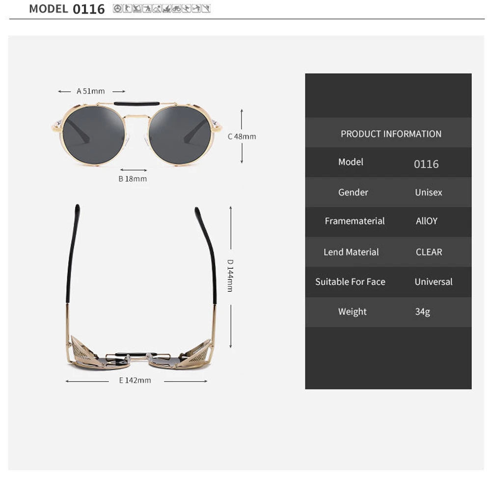 MUSELIFE Retro Round Metal Sunglasses Steampunk Men Women Brand Designer Glasses Oculos De Sol Shades UV Protection