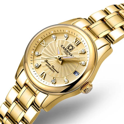 CARNIVAL Brand Luxury Mechanical Watch for Women Ladies Fashion Sapphire Automatic Movement Wristwatches Waterproof Watch for Women