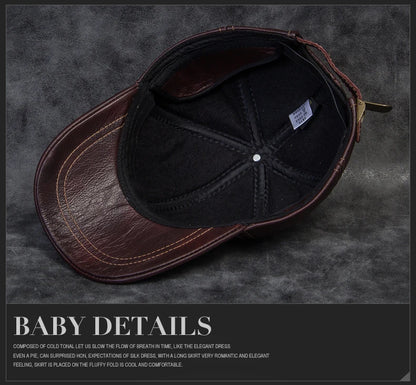 Cappellino da baseball da uomo in vera pelle di vacchetta, 56-60 cm, nero/marrone, con stampa aquila, per uomo, casual, streetwear, GF, Gorras, Dad Hat