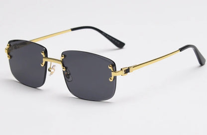 Kachawoo no frame square sunglasses women uv400 brown blue gradient lens metal rimless sun glasses for men popular high quality