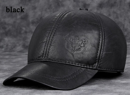 Cappellino da baseball da uomo in vera pelle di vacchetta, 56-60 cm, nero/marrone, con stampa aquila, per uomo, casual, streetwear, GF, Gorras, Dad Hat
