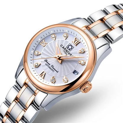 CARNIVAL Brand Luxury Mechanical Watch for Women Ladies Fashion Sapphire Automatic Movement Wristwatches Waterproof Watch for Women