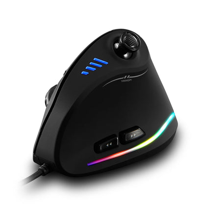 Ratón gaming con cable Zelotes C-18, 11 botones programables, motor láser de 10000DPI, banda de luz RGB, 128KB, ratón vertical para portátil y PC