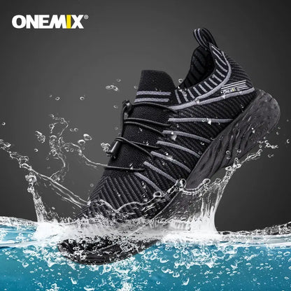 ONEMIX Waterproof Running Shoes for Men Breathable Lightweight Women Training Walking Sneakers Outdoor Trekking Slip-On Sports Shoes