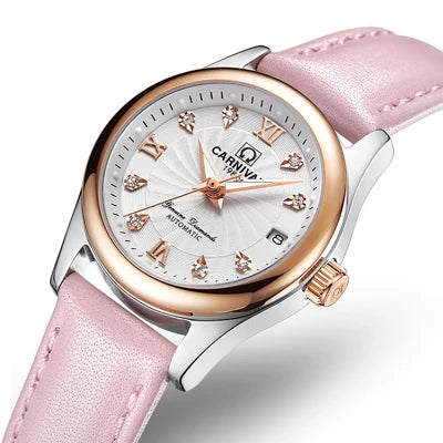 CARNIVAL Brand Luxury Mechanical Watch for Women Ladies Fashion Sapphire Automatic Movement Wristwatches Waterproof Watch for Women