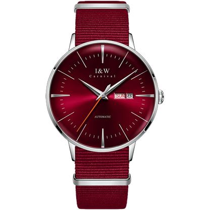 Japan MIYOTA Automatic Watch 3D Curved Sapphire Mechanical Wristwatches Waterproof Leather Strap Double Calendar Watches for Men