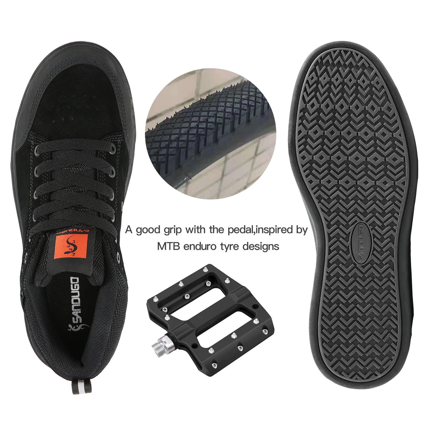 Men's MTB shoes for flat pedals suitable for BMX, DH, Enduro, free-ride