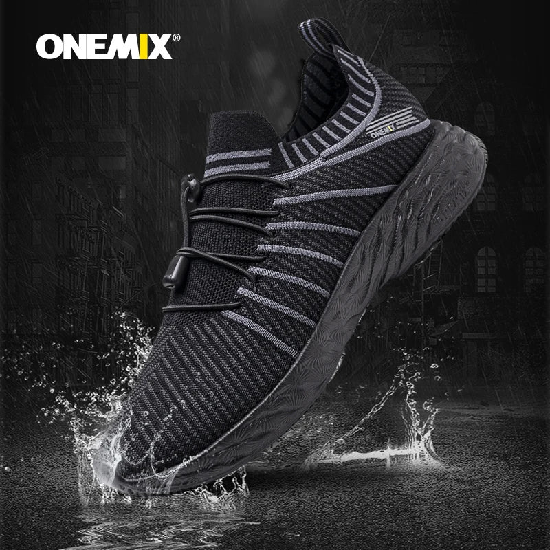 ONEMIX Waterproof Running Shoes for Men Breathable Lightweight Women Training Walking Sneakers Outdoor Trekking Slip-On Sports Shoes