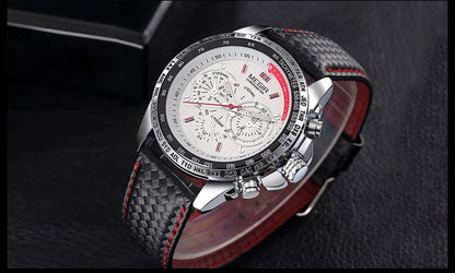 Orologio da polso analogico al quarzo da uomo MEGIR – Orologio di lusso impermeabile con cinturino in pelle, stile casual, modello 1010 (nero)