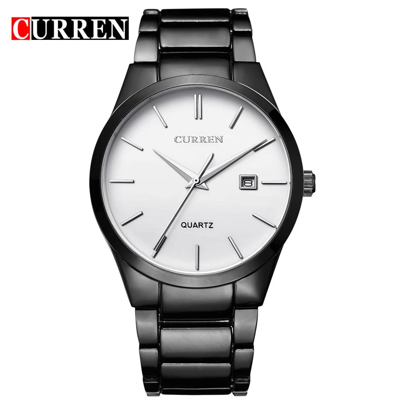 Montre pour homme Curren – Montre de luxe de grande marque, entièrement en acier, avec affichage de la date, montre à quartz tendance, idéale pour un style professionnel.
