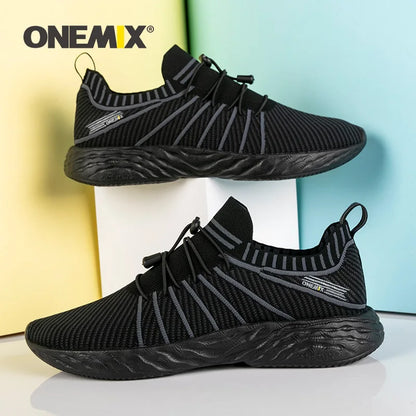 ONEMIX Waterproof Running Shoes for Men Breathable Lightweight Women Training Walking Sneakers Outdoor Trekking Slip-On Sports Shoes