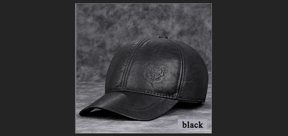 Cappellino da baseball da uomo in vera pelle di vacchetta, 56-60 cm, nero/marrone, con stampa aquila, per uomo, casual, streetwear, GF, Gorras, Dad Hat