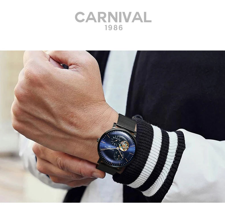 Reloj mecánico para hombre Carnival – Reloj de pulsera automático de lujo con cristal de zafiro