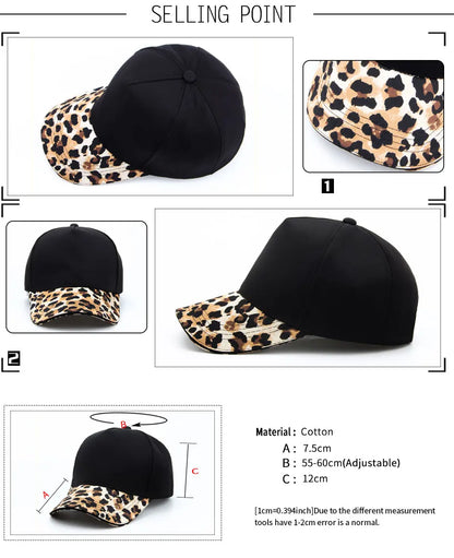 CNTANG Gorra de béisbol con estampado de leopardo para mujer. Gorras de moda hip hop. Gorra informal de marca de diseño para mujer. Gorra snapback para mujer y niñas. Gorras