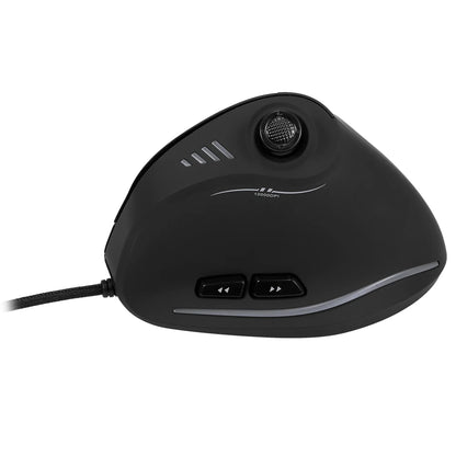 Ratón gaming con cable Zelotes C-18, 11 botones programables, motor láser de 10000DPI, banda de luz RGB, 128KB, ratón vertical para portátil y PC