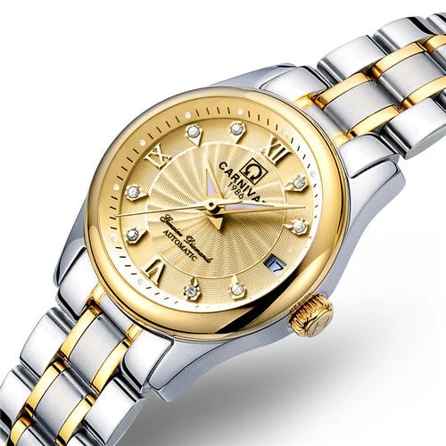 CARNIVAL Brand Luxury Mechanical Watch for Women Ladies Fashion Sapphire Automatic Movement Wristwatches Waterproof Watch for Women