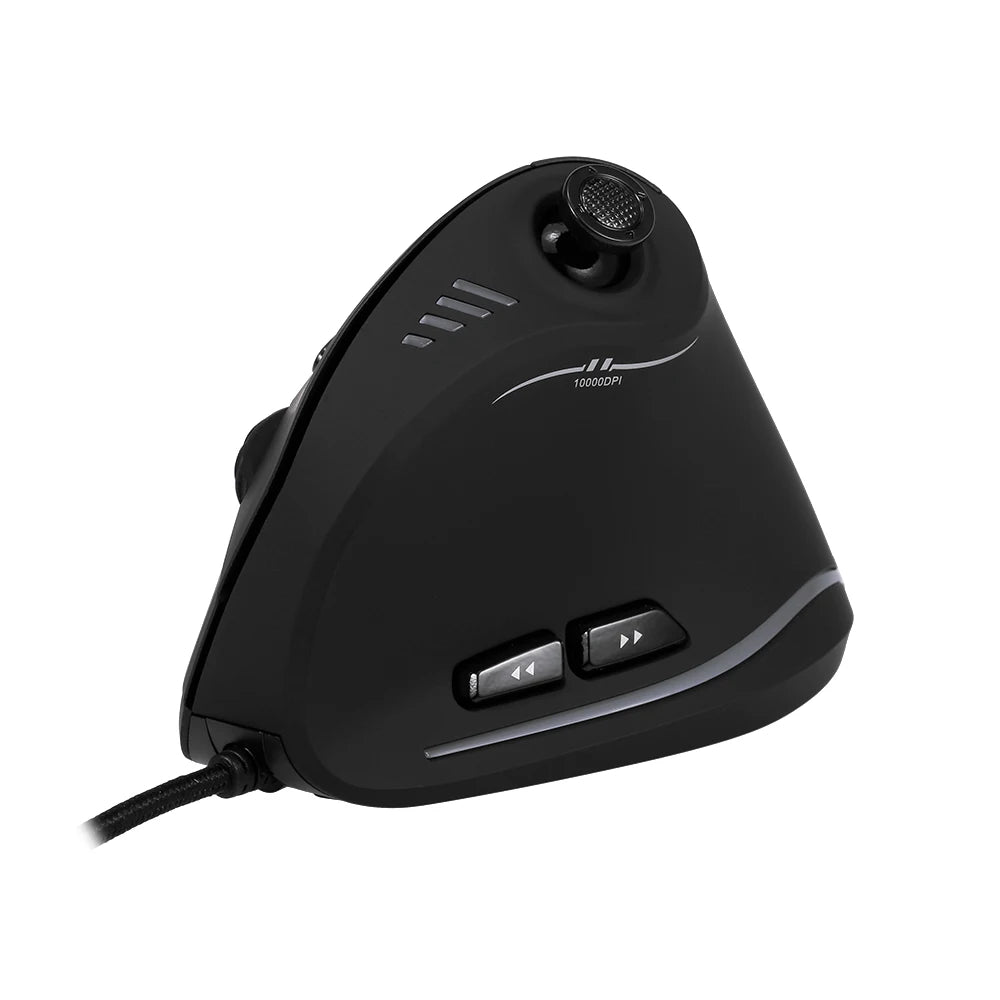Ratón gaming con cable Zelotes C-18, 11 botones programables, motor láser de 10000DPI, banda de luz RGB, 128KB, ratón vertical para portátil y PC