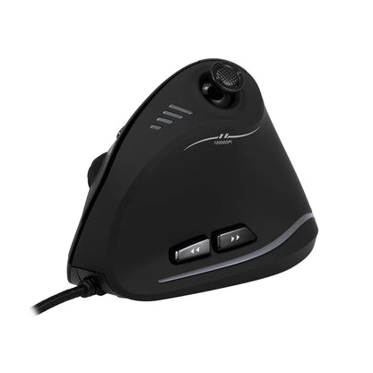 Ratón gaming con cable Zelotes C-18, 11 botones programables, motor láser de 10000DPI, banda de luz RGB, 128KB, ratón vertical para portátil y PC