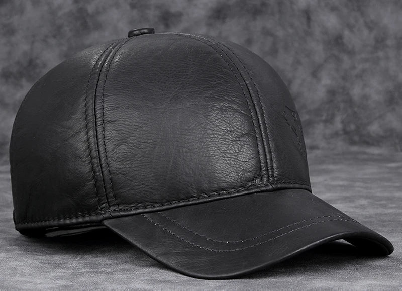 Cappellino da baseball da uomo in vera pelle di vacchetta, 56-60 cm, nero/marrone, con stampa aquila, per uomo, casual, streetwear, GF, Gorras, Dad Hat