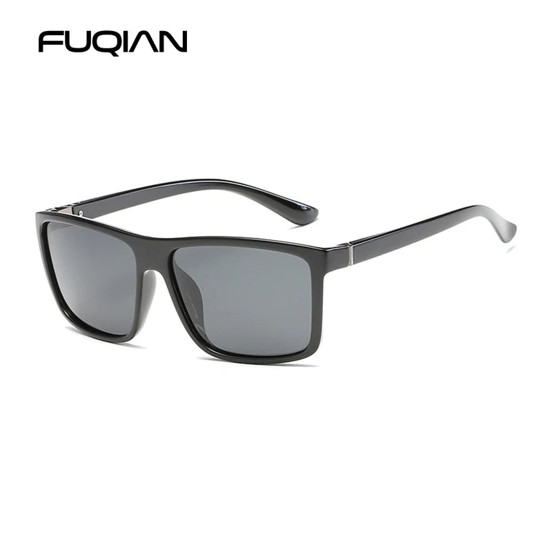 Classic Black Square Polarized Sunglasses Men Fashion Mirror Blue Sun Glasses Unisex Vintage Anti Glare Driving Shades UV400