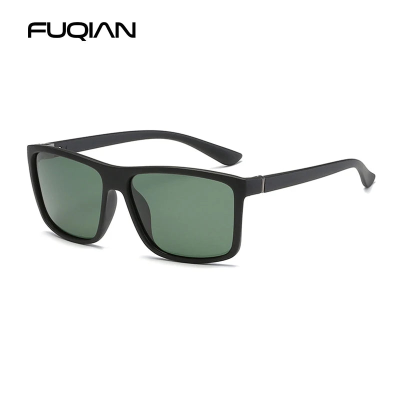 Classic Black Square Polarized Sunglasses Men Fashion Mirror Blue Sun Glasses Unisex Vintage Anti Glare Driving Shades UV400