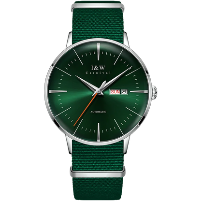 Japan MIYOTA Automatic Watch 3D Curved Sapphire Mechanical Wristwatches Waterproof Leather Strap Double Calendar Watches for Men