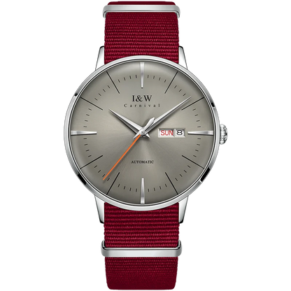 Japan MIYOTA Automatic Watch 3D Curved Sapphire Mechanical Wristwatches Waterproof Leather Strap Double Calendar Watches for Men