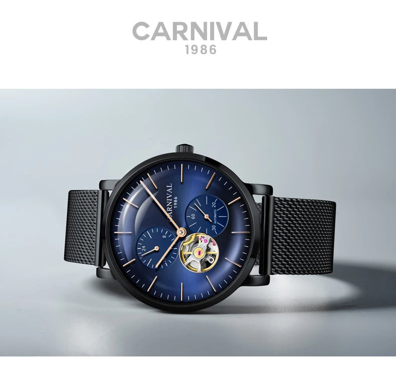 Reloj mecánico para hombre Carnival – Reloj de pulsera automático de lujo con cristal de zafiro