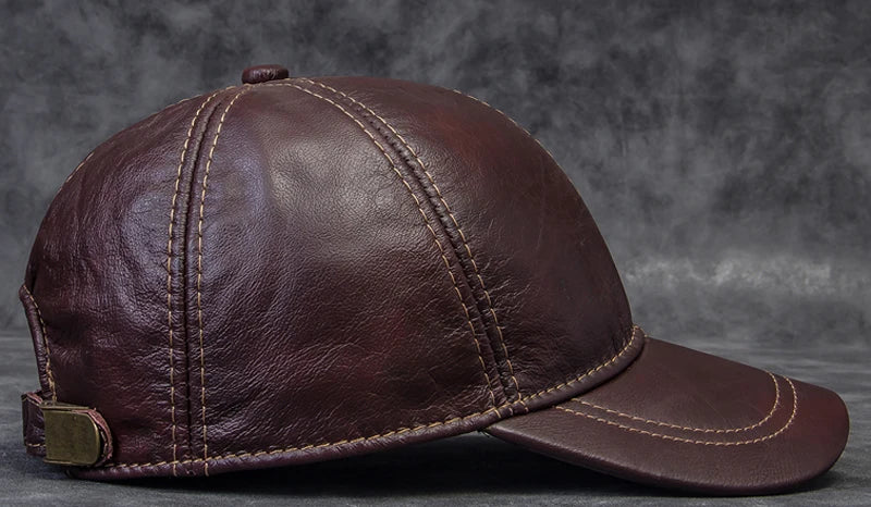 Cappellino da baseball da uomo in vera pelle di vacchetta, 56-60 cm, nero/marrone, con stampa aquila, per uomo, casual, streetwear, GF, Gorras, Dad Hat