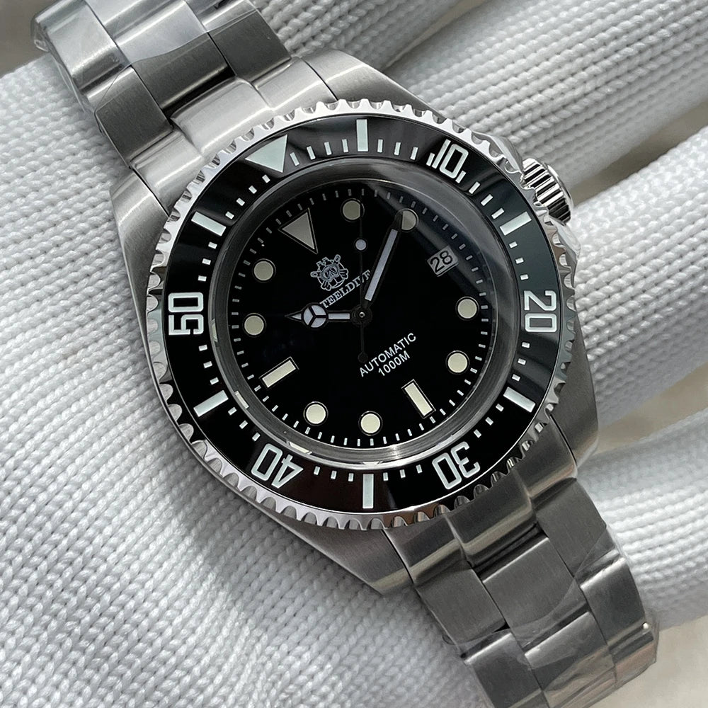 SD1964 STEELDIVE 1000M Waterproof 45.4MM Big Water Ghost Watch For Men Super BGW9 Blue Luminous Dive Watch with Valve