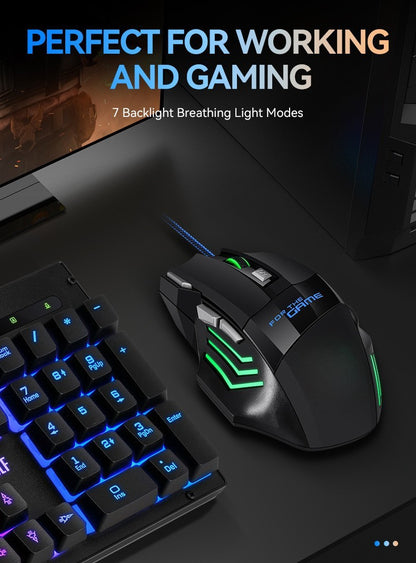 USB Wired Mouse 7 Button 2400DPI Gaming Mouse RGB Breathing Light Mecha Mice Ergonomic Optical Office Mice For Desktop Laptop