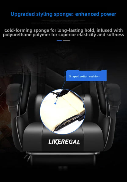 Ergonomic Gaming Chair with Footrest, Reclining Office Computer Chair, Adjustable Height Leather Gaming Chair with Lumbar Support