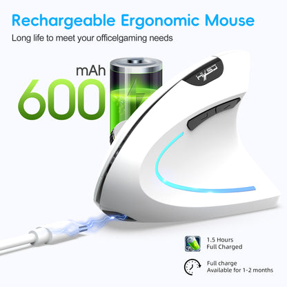 Dual Mode Vertical Mouse Wireless Bluetooth Ergonomic Mouse, Rechargeable Silent 2.4G Gaming Mouse with 2400 DPI for PC & Laptop