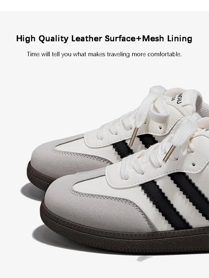 HuanQiu Women's Shoes Retro Fashion Casual Flats Female Sneakers Lace-up Comfortable Non-Slip German Training Shoes for Women