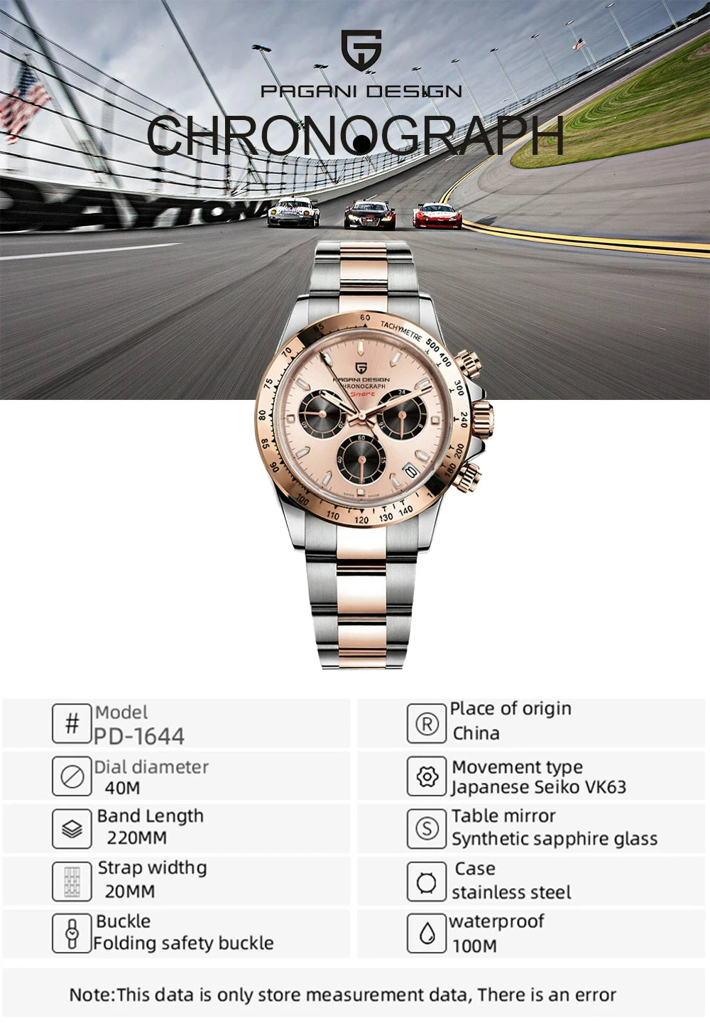 Gold 1644 PAGANI DESIGN 2026 New Men's Watches Top Brand Luxury Mens Quartz Wrist Watch Men Watch Men Chronograph Waterproof