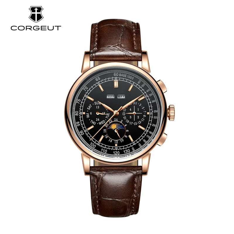 Custom Logo Diy Automatic Mechanical Watches For Man Business Multification Date Day Month Year 316L Mechanical Men's Watches