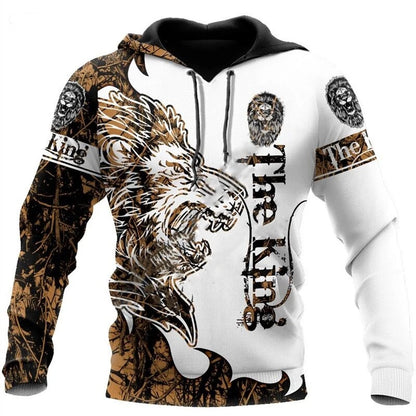 Fashion Autumn Lion, Wolf Hoodies White Tiger Skin 3D All Over Printed Men's Sweatshirt Unisex Zip Pullover Casual Jacket