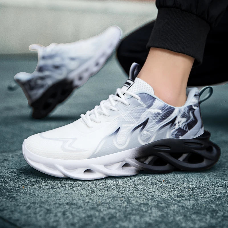 Men's Running Shoes Mesh Breathable Flat Cushioning Soft Comfortable Sneakers Outdoor Gym Trendy Casual Jogging Shoes for Men